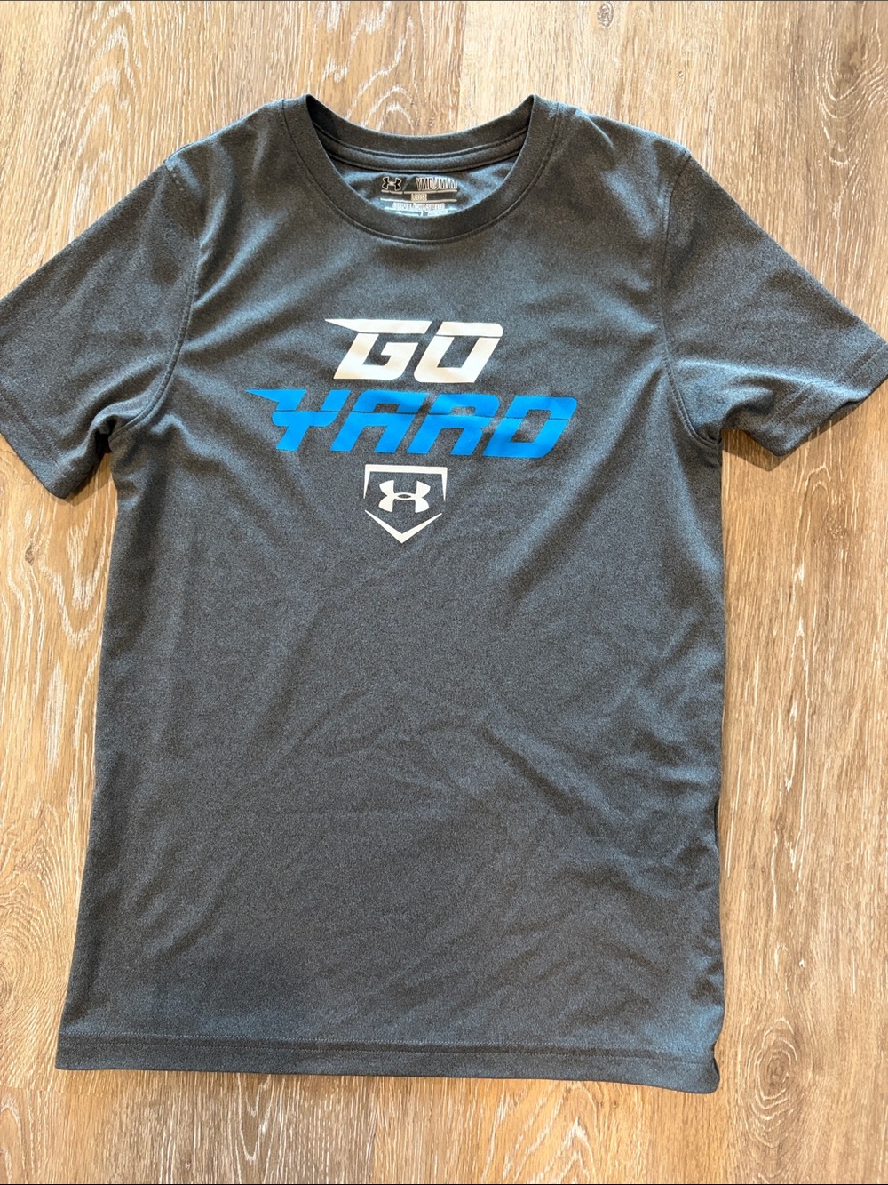 Under Armour Black Tee with Blue and White 'Go Yard' Graphic